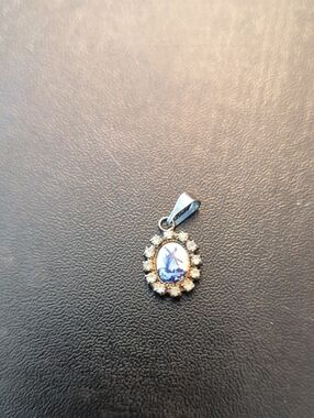 Midcentury Porcelain And Rhinestone Pendant
